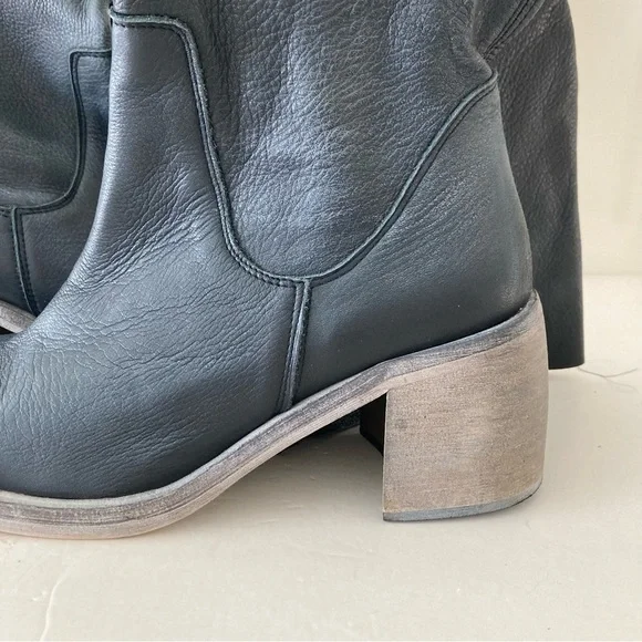 Free People Essential Tall Slouch Boots Black Leather Sz 40 - Picture 4 of 10